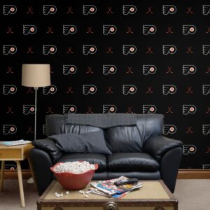 Philadelphia Flyers: Sticks Pattern - Officially Licensed NHL Removable Wallpaper 12" x 12" Sample by Fathead