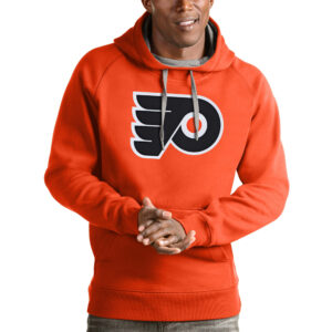 Men's Antigua Orange Philadelphia Flyers Logo Victory Pullover Hoodie
