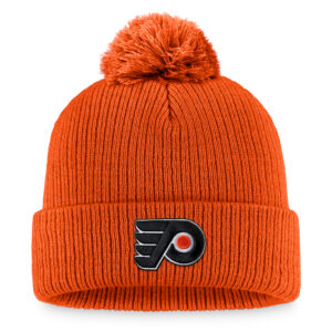 Men's Fanatics Branded Orange Philadelphia Flyers Core Primary Logo Cuffed Knit Hat with Pom
