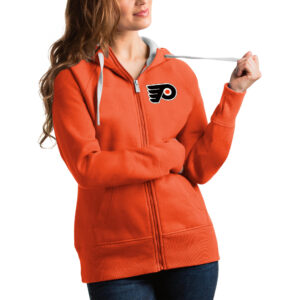 Women's Antigua Orange Philadelphia Flyers Victory Full-Zip Hoodie