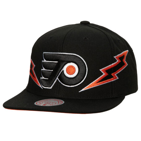 Men's Mitchell & Ness Black Philadelphia Flyers Double Trouble Lightning Snapback Hat