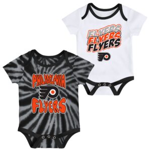 Newborn & Infant Black/White Philadelphia Flyers Monterey Tie-Dye Two-Pack Bodysuit Set