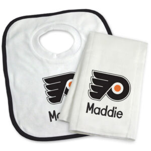 Newborn & Infant White Philadelphia Flyers Personalized Bib & Burp Cloth Set