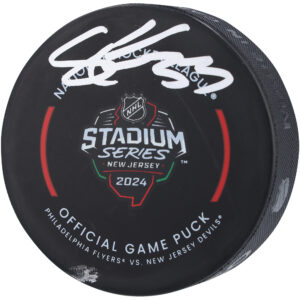 Samuel Ersson Philadelphia Flyers Autographed 2024 Stadium Series Official Game Puck