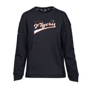 Women's Levelwear Black Philadelphia Flyers Fiona Retro Script Pullover Sweatshirt