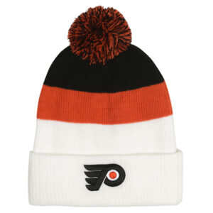 Youth Fanatics Branded White/Orange Philadelphia Flyers 2024 NHL Stadium Series Pom Knit Hat