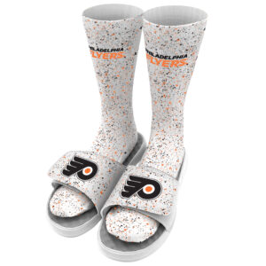 Youth ISlide White Philadelphia Flyers Speckle Socks & Slide Sandals Bundle