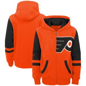 Youth Orange Philadelphia Flyers Face Off Color Block Full-Zip Hoodie